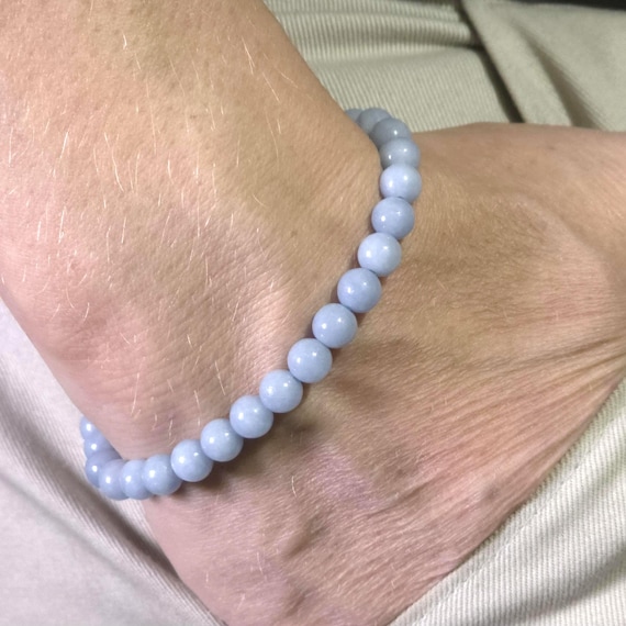 Angelite Semi-Minimalist Stretch Bracelet | 6mm Genuine Natural Gemstone | Handmade to Order