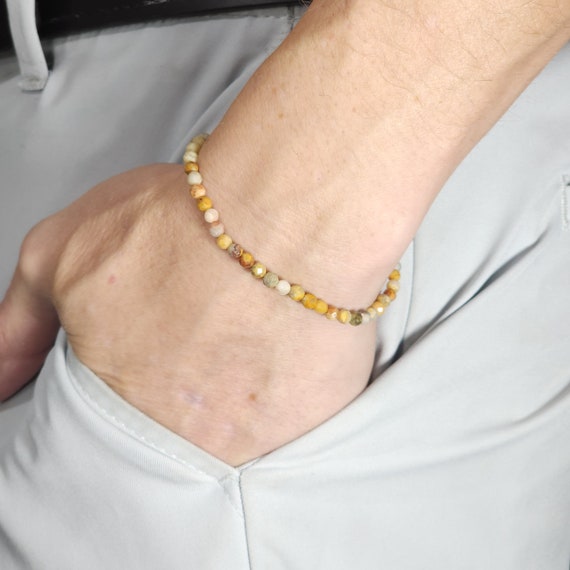 Crazy Lace Agate Beaded Minimalist Stretch Bracelet | 4mm Genuine Natural Gemstone | Handmade to Order