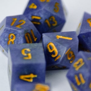 Purple/blue with yellow inking | Polyhedral Dice | DnD Dice | Resin Dice | Role Playing Dice Set | RPG Dice | 8 Dice Set