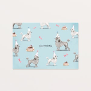 Postkarte "Happy Birthday“ Pudel Geburtstagskarte Hunde