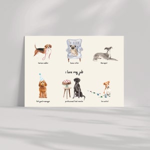 Postkarte Grußkarte Hunde "I love my job" Geburtstag