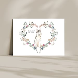 Postkarte Grußkarte "It's your birthday" Geburtstag Husky