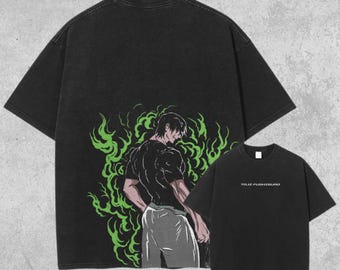 Oversized Acid Washed Anime T-Shirt, Heavyweight Unisex Streetwear Tee, Solo Level Style Gym Shirt, Cool Anime Fan Gift Tee, Streetwear Top