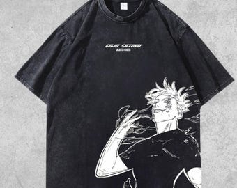 Street style anime fashion, retro t-shirt, Anime Shirt, Retro and Vintage Style, Gift for him her, Anime Oversize Acid Washed T-Shirt