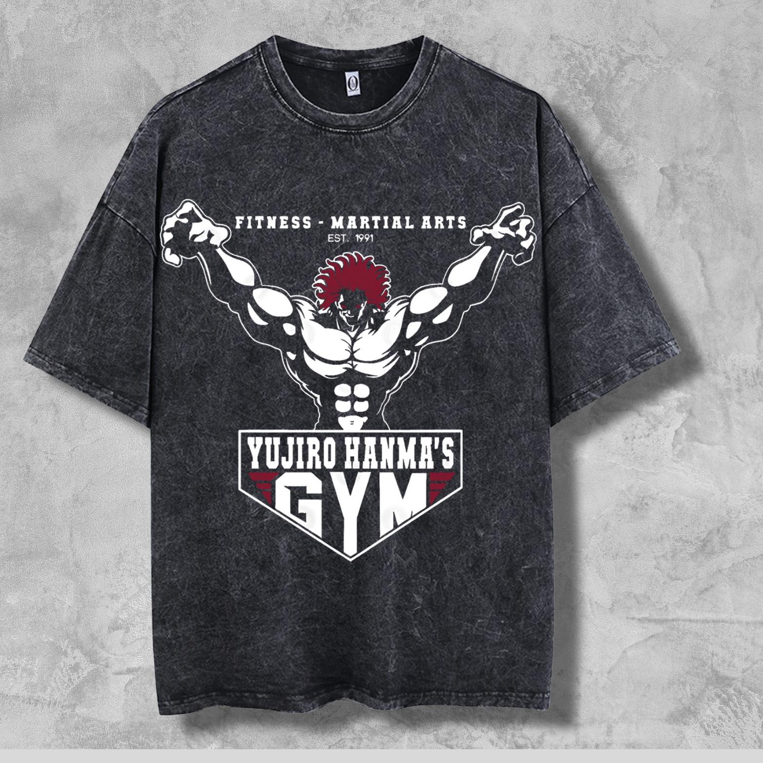 Anime Gym Shirt for Men,Heavyweight Unisex Streetwear Tee,Solo Level Style Gym Shirt, Hanma Baki, Grappler Anime Gym T-Shirt for Men