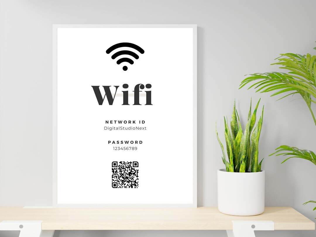 Modern Wifi Qr Code Sign for Your Home, Office, Airbnbwifi Printable ...