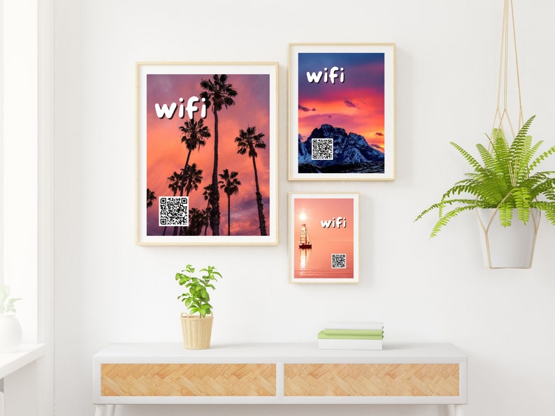 Wifi Sign With Qr Code for Your Home, Office, Airbnb Network custom Qr ...