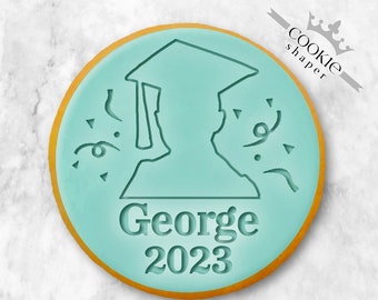 Graduation Silhouette, Cookie Stamp and Cutter Embosser Name and Date