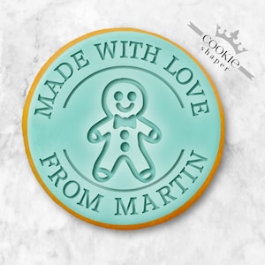 Custom Cookie Stamp Embosser | Made with Love, Ginger Boy with Personalized Name