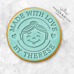 Custom Cookie Stamp Embosser | Made with Love Face with Personalized Name