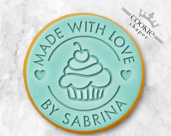 Custom Cookie Stamp Embosser | Made with Love Cupcake with Personalized Name