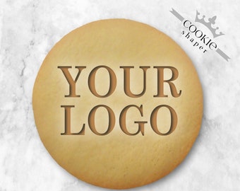 Logo Personalized Cookie Stamp & Cutter. Embosser Round Shape. Request your Free 3D Render Before you Buy!