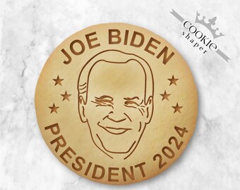 Cookie Stamp & Cutter. Embosser Round Shape. Joe Biden 2024, President, Politics