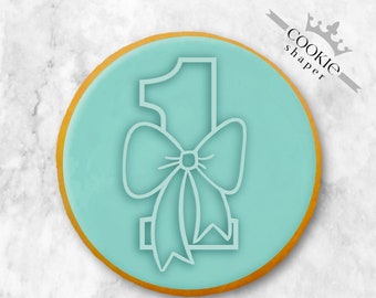 Baby Birthday Number Cookie Stamp Reverse Embosser and Cookie Cutter with Personalized Number