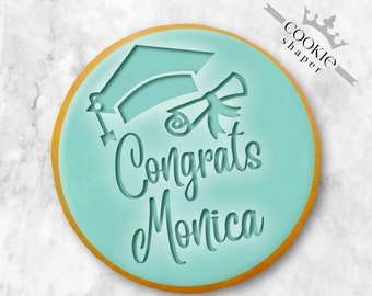 Graduation Cookie Stamp Embosser Congrats with Name