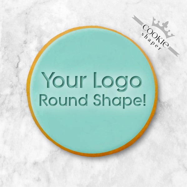 Logo Personalized Cookie Stamp & Cutter. Embosser Round Shape. Request your Free 3D Render Before you Buy!