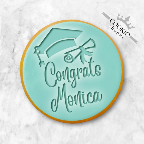 Graduation Cookie Stamp Embosser Congrats with Name