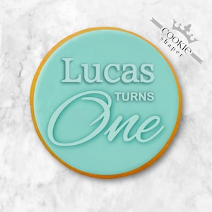 Baby Birthday Cookie Stamp Reverse Embosser and Cookie Cutter with Personalized Name and Age