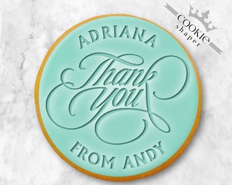 Custom Thank You Cookie Stamp and Cookie Cutter | Embosser with Personalized Name