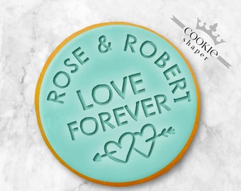 Custom Love Forever Cookie Stempel Embosser | Jubiläum mit personalisierten Namen