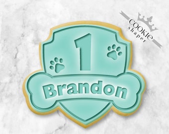 Custom Paw Patroll Shield Cookie Stamp and Cookie Cutter | with Personalized Name