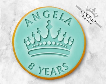 Birthday Crown | Custom Cookie Stamp and Cookie Cutter | Embosser with Personalized Name and Years