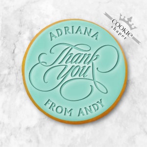 Custom Thank You Cookie Stamp and Cookie Cutter | Embosser with Personalized Name