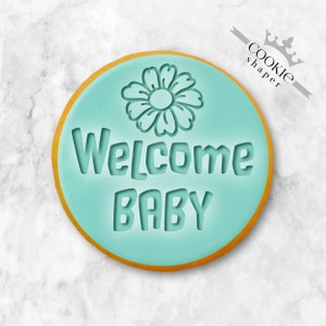 Willkommen Baby Stempel und Ausstecher, personalisierter Name kann hinzugefügt werden
