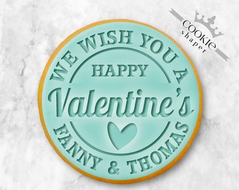 Personalized Valentine's Cookie Stamp & Cutter | Custom Names