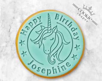 Unicorn Custom Cookie Stamp en Cookie Cutter | Verjaardag met gepersonaliseerde naam