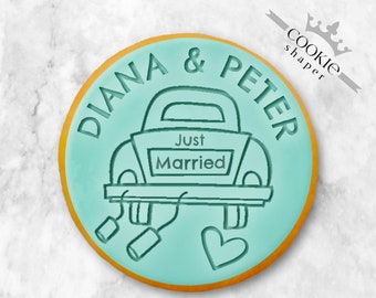 Just Married Custom Cookie Stamp and Cookie Cutter | Wedding with Personalized Name