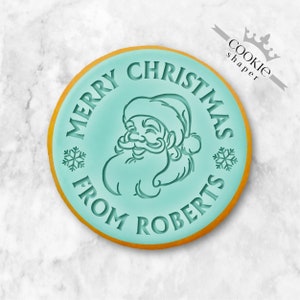 Christmas Santa Claus Custom Cookie Stamp Embosser and Cookie Cutter with Personalized Name