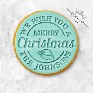 Custom Christmas Cookie Stamp Embosser | We Wish You a Merry Christmas with Personalized Family Name