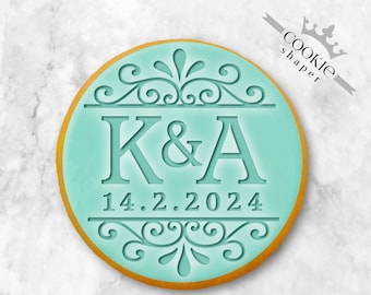 Custom Wedding Initials Cookie Stamp & Cutter | Personalized Date