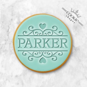 Custom Family Name | Cookie Stamp and Cookie Cutter Embosser | Wedding with Ornament and Personalized Family Name