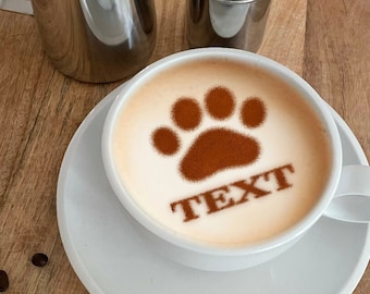 Dog Paw, Personalized Coffee Stencil Organic Plastic. Request your Free 3D Render Before you Buy!