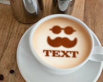 Moustache, Personalized Coffee Stencil Organic Plastic. Request your Free 3D Render Before you Buy!
