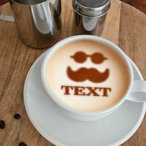 Moustache, Personalized Coffee Stencil Organic Plastic. Request your Free 3D Render Before you Buy!