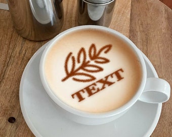 Leaf Branch Personalized Coffee Stencil Organic Plastic. Request your Free 3D Render Before you Buy!