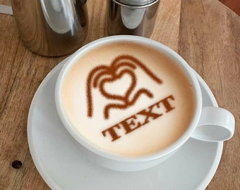 Heart Hands Personalized Coffee Stencil Organic Plastic. Request your Free 3D Render Before you Buy!