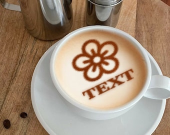 Flower, Personalized Coffee Stencil Organic Plastic. Request your Free 3D Render Before you Buy!