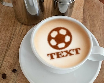 Football, Personalized Coffee Stencil Organic Plastic. Request your Free 3D Render Before you Buy!