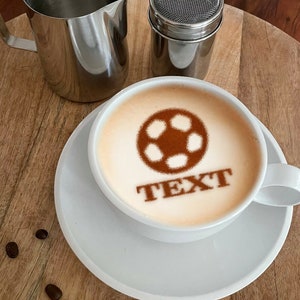 Football, Personalized Coffee Stencil Organic Plastic. Request your Free 3D Render Before you Buy!
