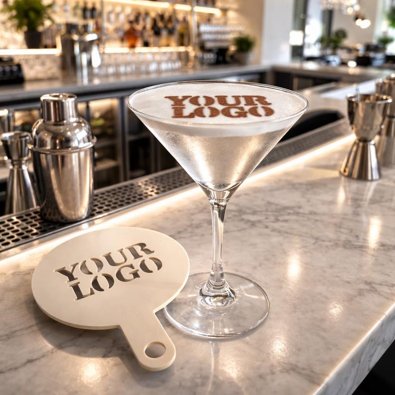 Kundenspezifische Martini-Schablone - Logo-Cocktail-Schablone für Getränke, wiederverwendbares Bar-Werkzeug Bild 5