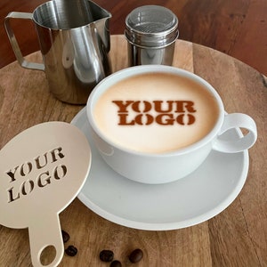 Logo Personalized Coffee Stencil Organic Plastic. Request your Free 3D Render Before you Buy!
