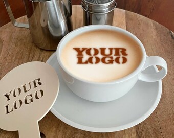 Logo Personalized Coffee Stencil Organic Plastic. Request your Free 3D Render Before you Buy!