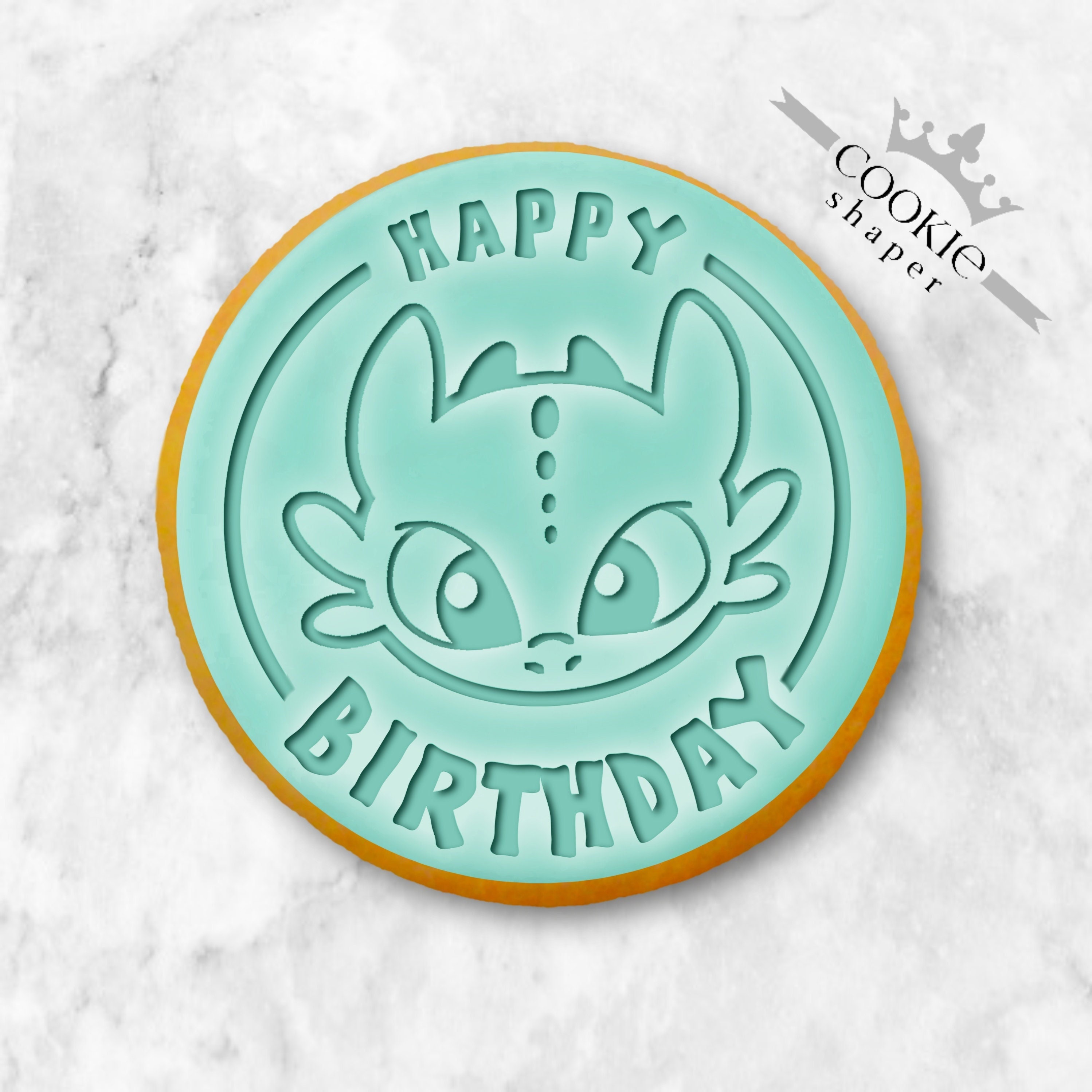 Custom Dragon Cookie Stamp and Cookie Cutter | Birthday Baby Dragon with Personalized Message