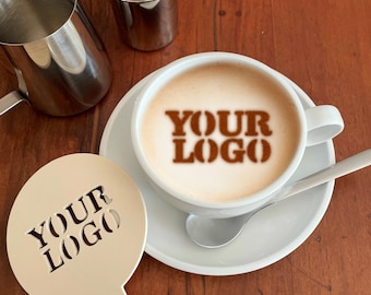 Logo gepersonaliseerde koffie stencil organisch plastic. Vraag uw gratis 3D-weergave aan voordat u koopt!