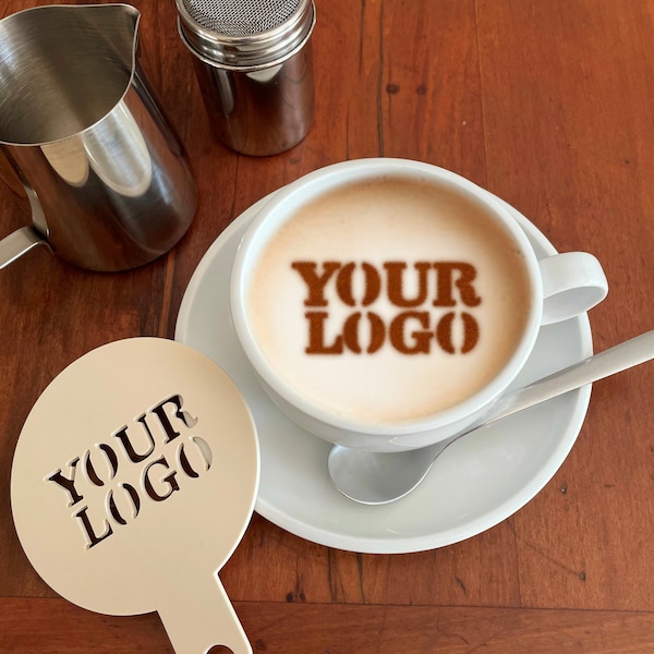 Logo Personalized Coffee Stencil Organic Plastic. Request your Free 3D Render Before you Buy!