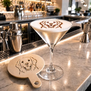 Anpassad Martini-schablon – Hundansikte Cocktail-schablon för drycker, återanvändbart barverktyg